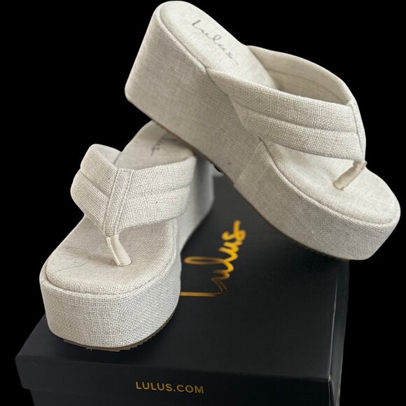 Lulus Shoes - Lulus Averell Beige Platform Sandals Size 9 – New in Box
